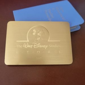 Vintage Walt Disney Store Mickey Mouse Card Holder Engraved Gold Magnetic Metal